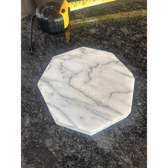 Vintage Mid Century Carved Polished Onyx Marble Natural Stone Octagon Ashtray - Picture 3 of 6